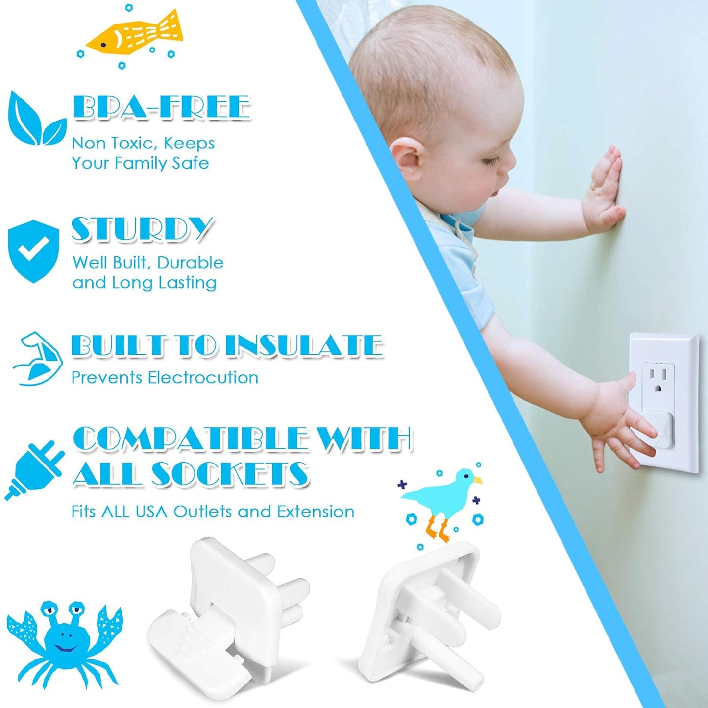 Outlet Covers  38-Pack White Child Proof Electrical Protector Safety Improved Baby Safety Plug Covers